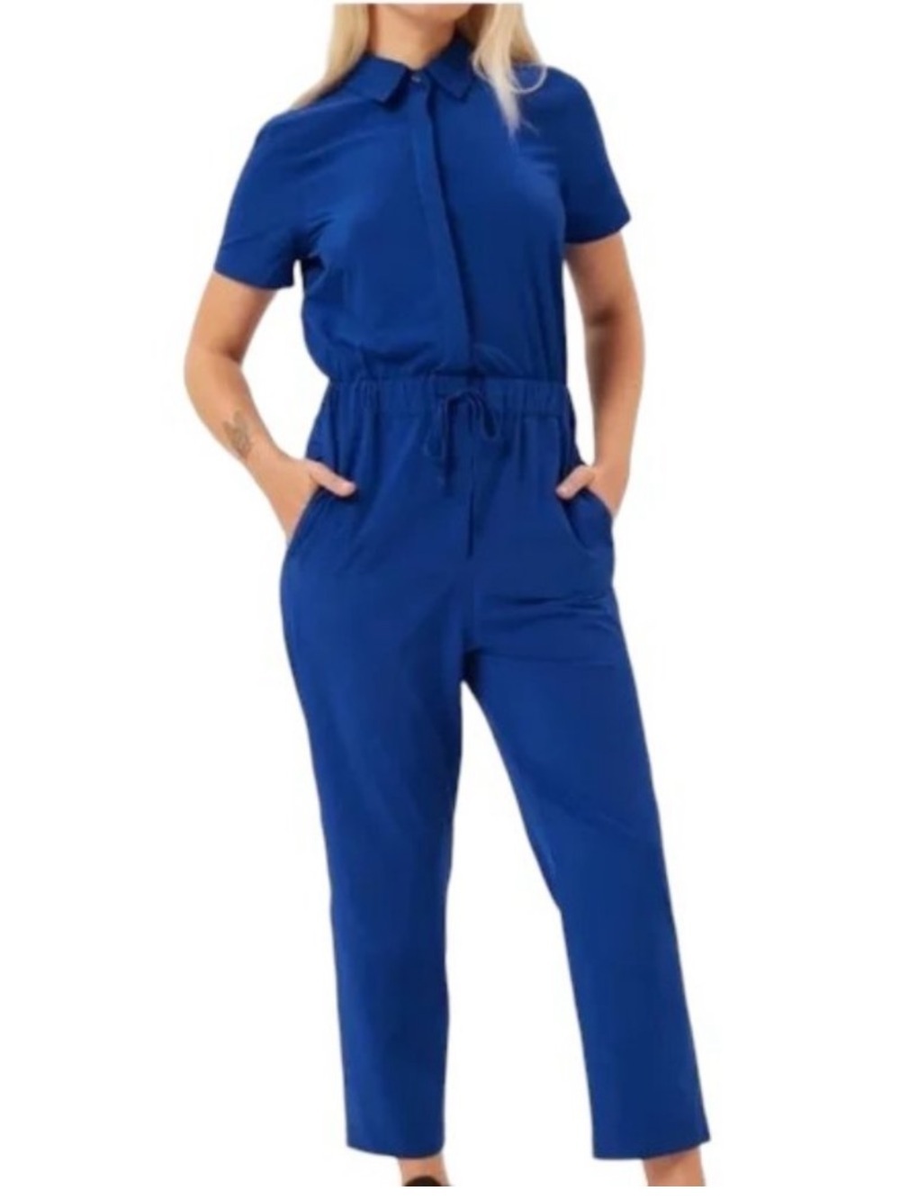 Girlfriend Collective Varsity Jumpsuit Romper Royal Blue Medium